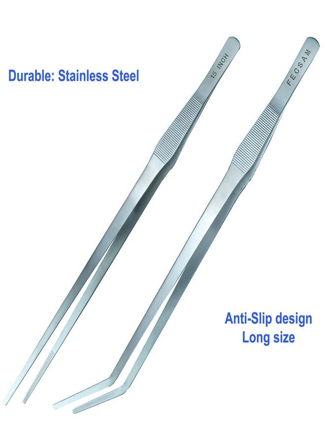 Fecsam Aquarium Aquascape Tools Kit + Brush - 15 inch Stainless Steel Aquatic Tweezers/Feeding Tongs, Scissors, Spatula, Algae Scraper, Rake for Fish Tank Cleaning Scrubbing, Trimming, Terrarium Supplies - Image 3